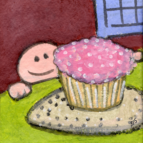 Yellow Cupcake, Pink Frosting