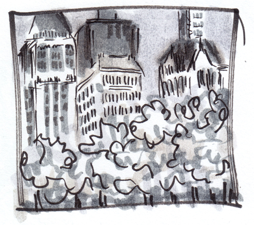 Bryant Park urban sketch, no.1